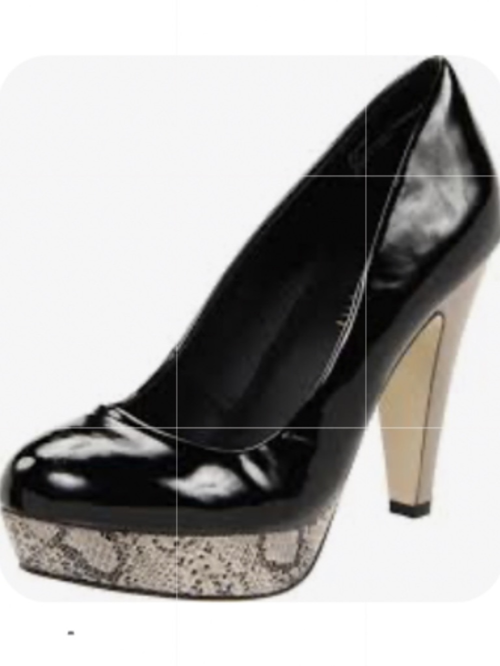 Madden Girl by Steve Madden Black Patent Python Heel with Gold Platform Heels